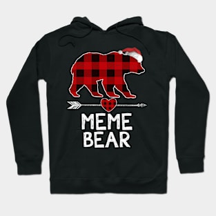 Red Plaid Meme Bear Santa Arrow Shirt Matching Pajama Family Hoodie